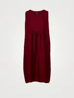 Silk Sleeveless Dress With Pleated Panels