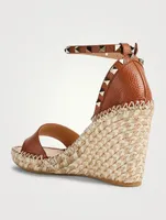 Rockstud Leather Wedge Espadrille Sandals