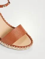 Rockstud Leather Wedge Espadrille Sandals
