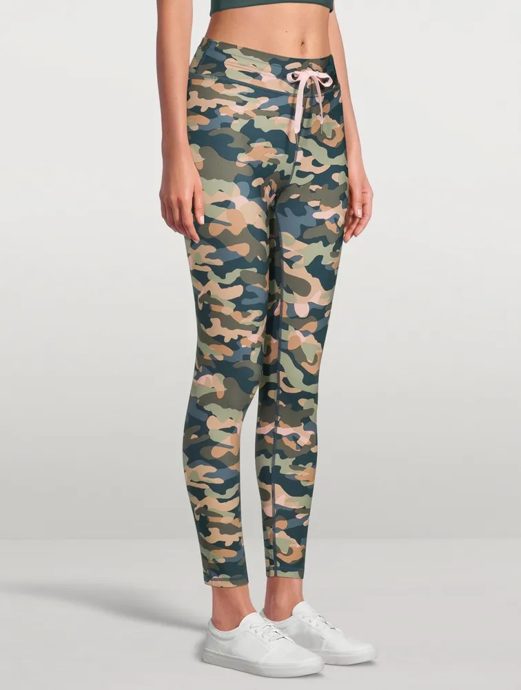 THE UPSIDE Himalaya Drawstring Midi Leggings In Camo Print