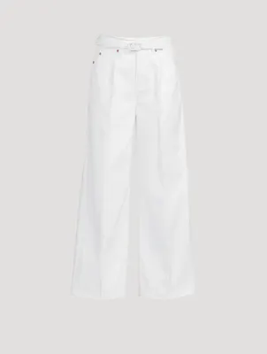 High-Waisted Cropped Jeans With VLOGO Belt