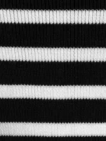 Cotton Boatneck Sweater Striped Print