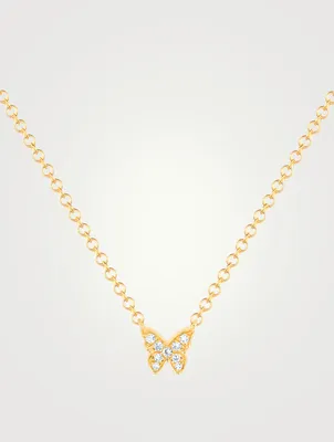 Baby 14K Gold Butterfly Necklace With Diamonds