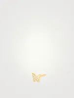 Baby 14K Gold Butterfly Stud Earring With Diamonds