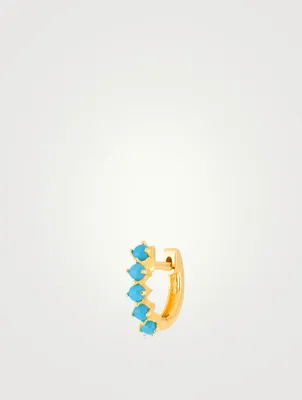 Mini 14K Gold Sloane Huggie Hoop Earring With Turquoise