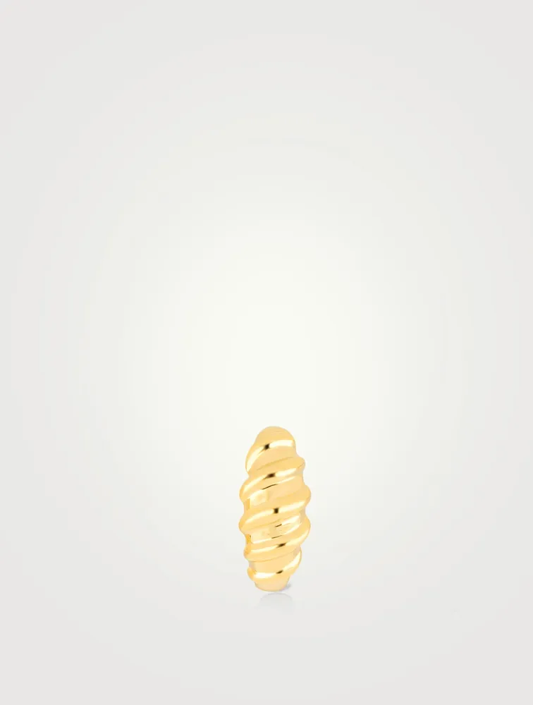 Jumbo 14K Gold Twist Huggie Hoop Earring