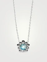 Micro Dew Drop Silver Solitaire Necklace With Blue Topaz