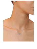 Micro Dew Drop Silver Solitaire Necklace With Blue Topaz