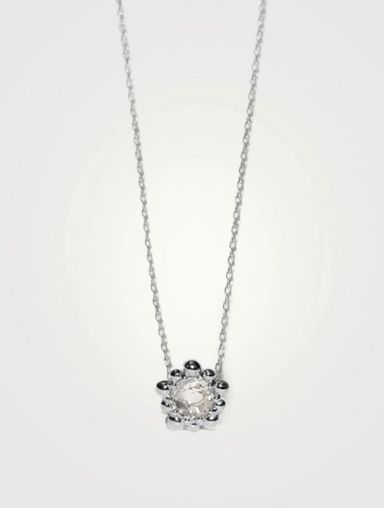 Micro Dew Drop Silver Solitaire Necklace With White Topaz
