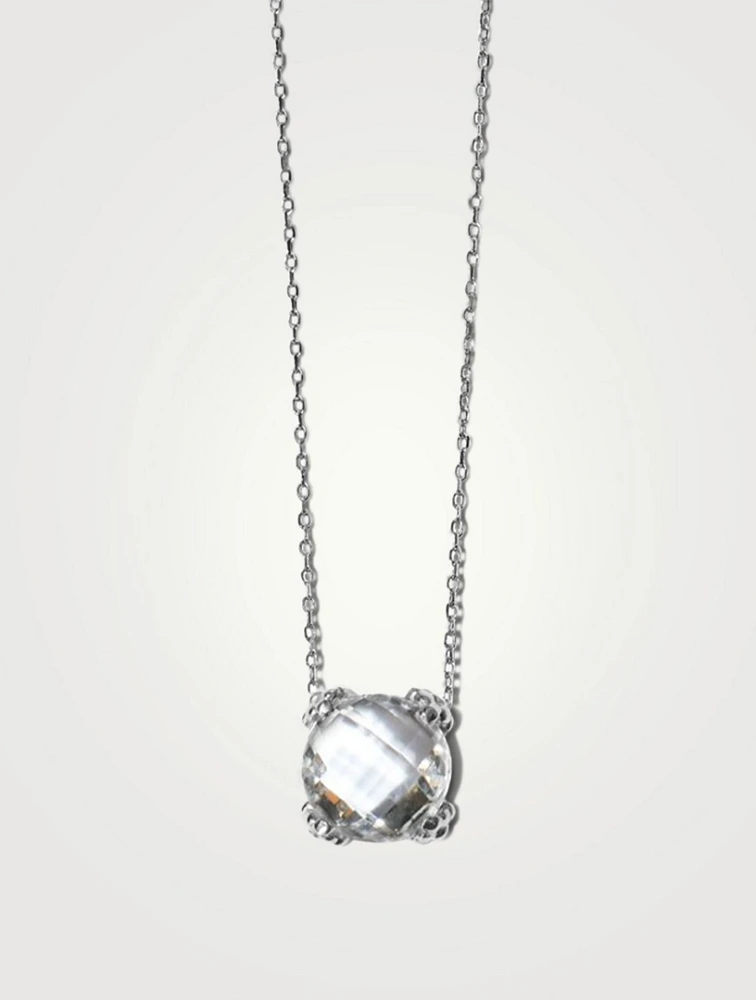 Mini Dew Drop Silver Cluster Necklace With White Topaz