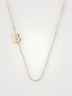 Love Letter 14K Gold B Necklace With Diamond