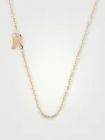 Customizable Love Letter 14K Gold R Necklace With Diamond