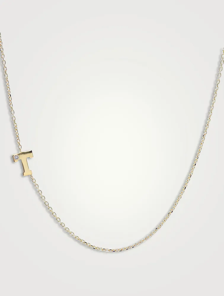 Love Letter Gold T Initial Single Diamond Necklace