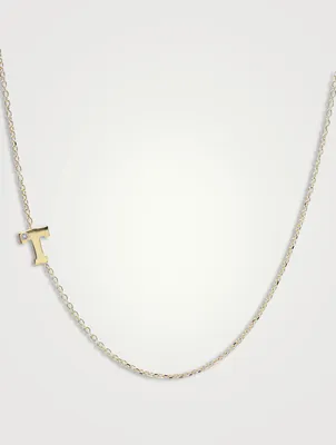 Love Letter Gold T Initial Single Diamond Necklace