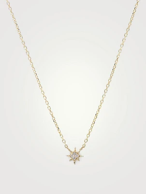 Micro Aztec 14K Gold North Star Necklace With Diamonds
