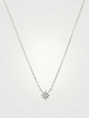 Micro Aztec Silver North Star Necklace With White Sapphire