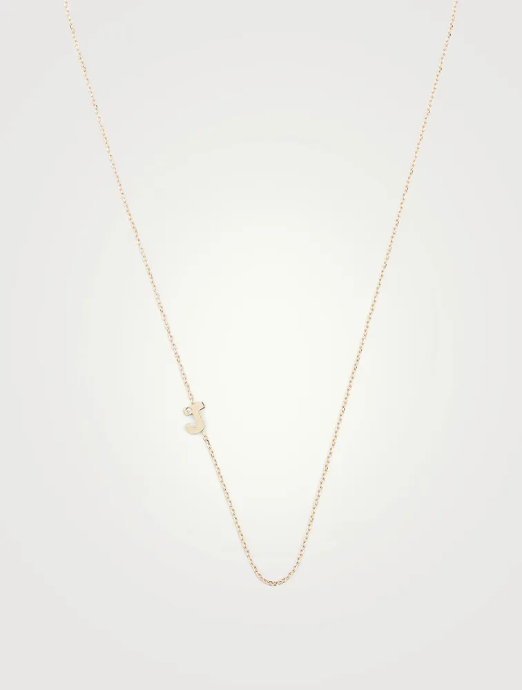 Love Letter 14K Gold J Necklace With Diamond