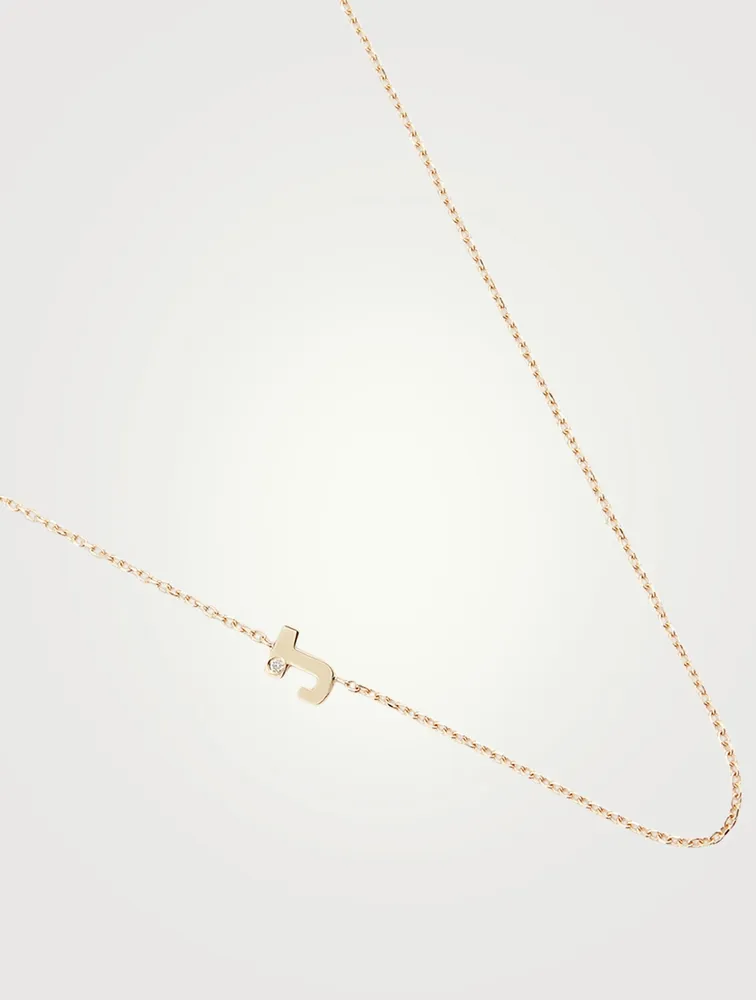Love Letter 14K Gold J Necklace With Diamond