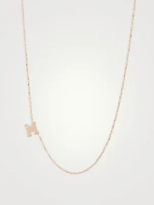 Customizable Love Letter 14K Gold M Necklace With Diamond
