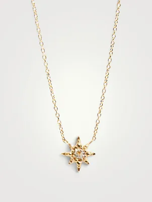 Micro Aztec 14K Gold Starburst Necklace With Topaz
