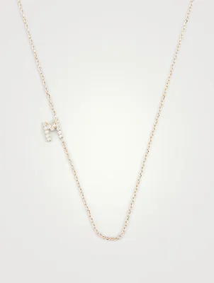 Love Letter 14K Gold M Necklace With Diamonds