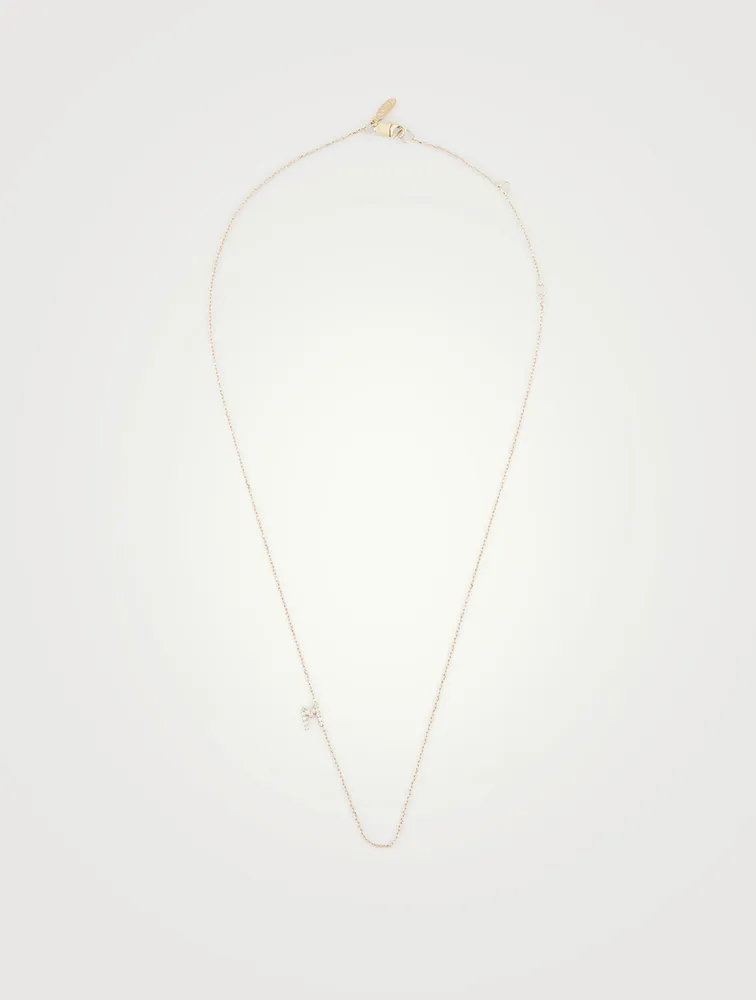 Love Letter 14K Gold M Necklace With Diamonds