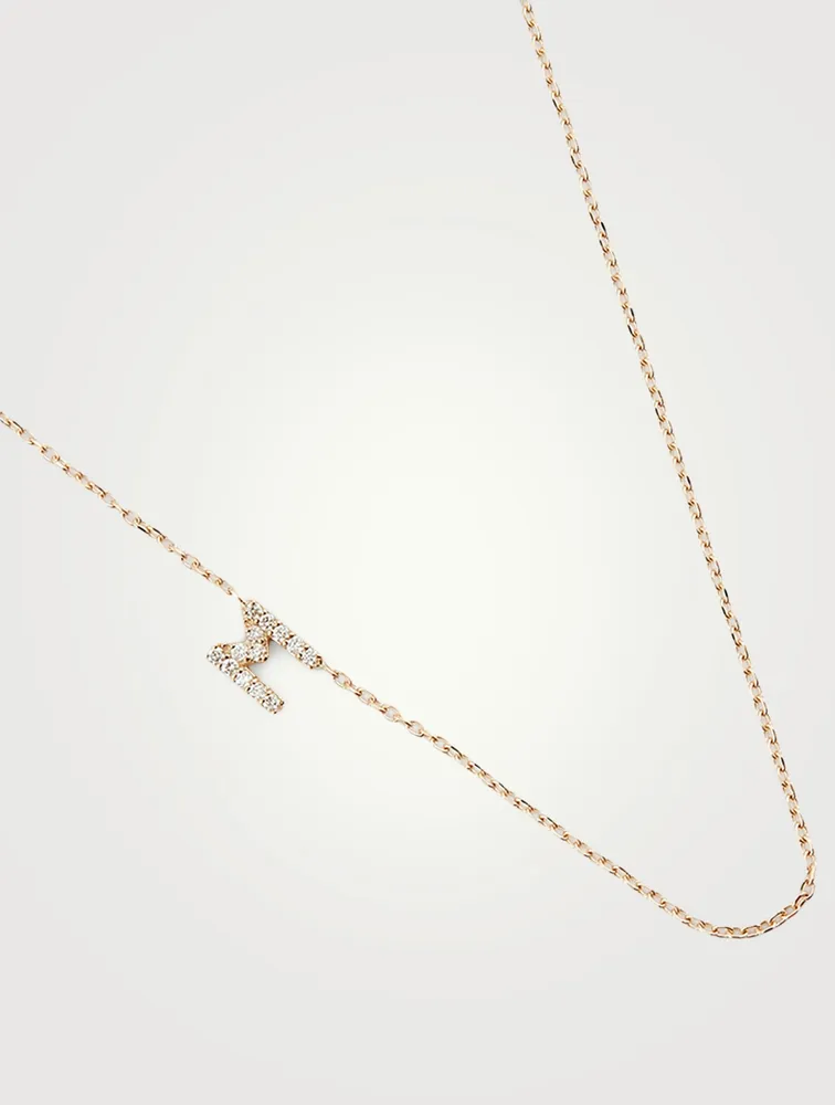 Love Letter 14K Gold M Necklace With Diamonds