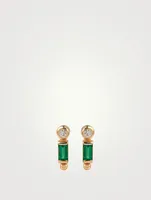 Cléo 1K Gold Baguette Stud Earrings With Emeralds And Diamonds