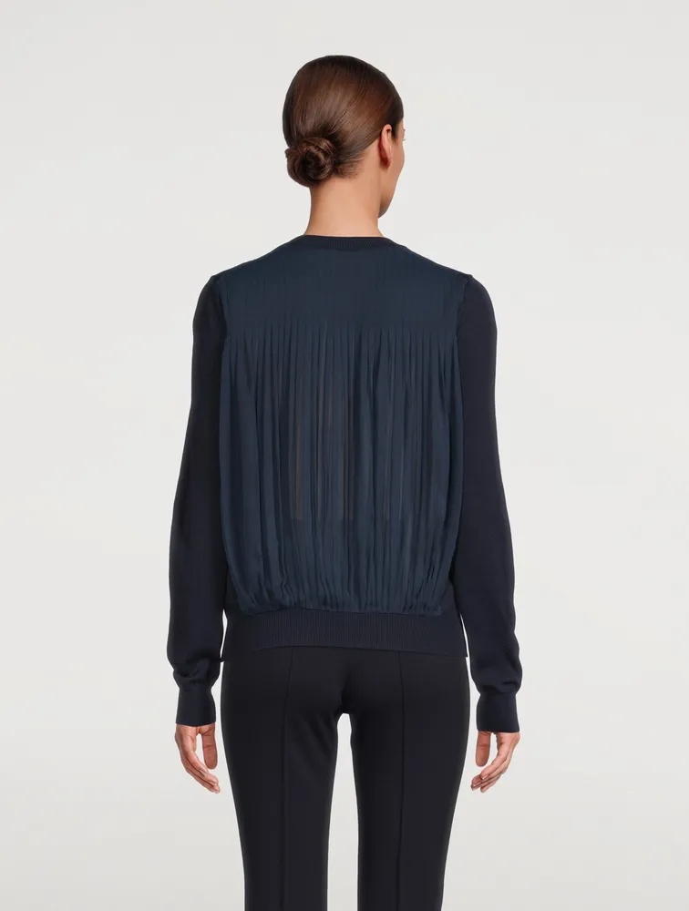 Wool Sweater With Chiffon Back