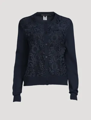 Wool Lace Embroidered Cardigan