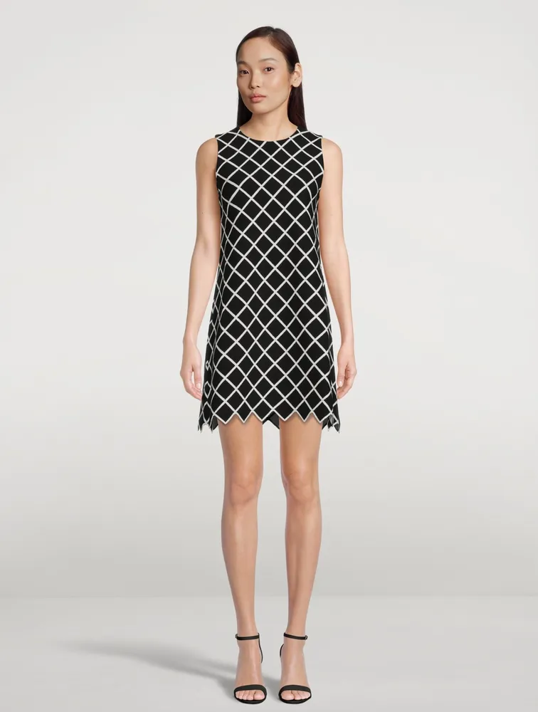 Sleeveless Mini Dress Windowpane Print