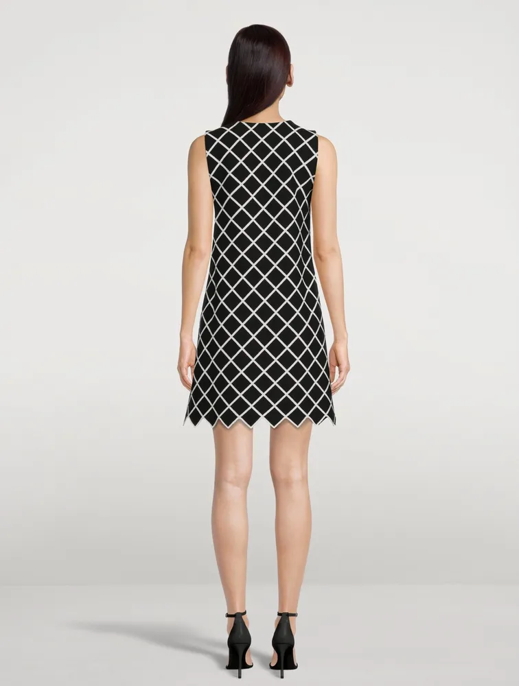 Sleeveless Mini Dress Windowpane Print