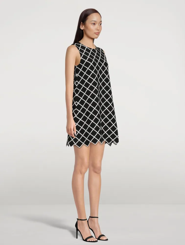 Sleeveless Mini Dress Windowpane Print