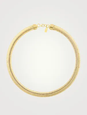 Cobra 14K Gold Plated Thick Herringbone Chain Necklace