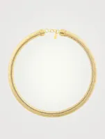 Cobra 14K Gold Plated Thick Herringbone Chain Necklace