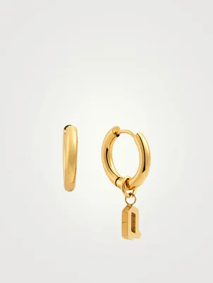 Open 14K Gold Plated Hoop Earrings With A Letter