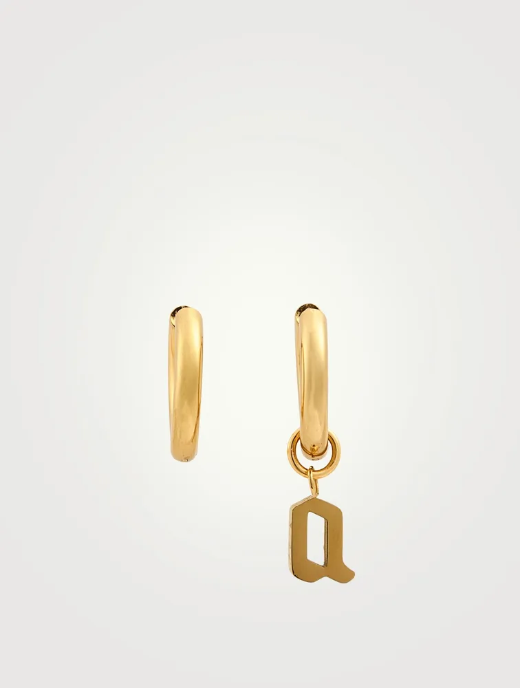 Open 14K Gold Plated Hoop Earrings With A Letter