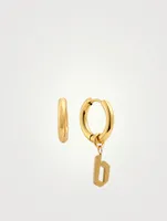 Open 14K Gold Plated Hoop Earrings With B Letter