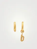 Open 14K Gold Plated Hoop Earrings With B Letter