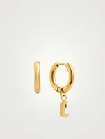 Open 14K Gold Plated Hoop Earrings With C Letter