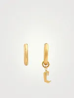 Open 14K Gold Plated Hoop Earrings With C Letter