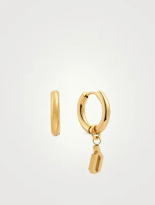 Open 14K Gold Plated Hoop Earrings With D Letter