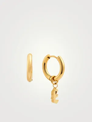 Open 14K Gold Plated Hoop Earrings With E Letter