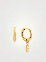 Open 14K Gold Plated Hoop Earrings With E Letter