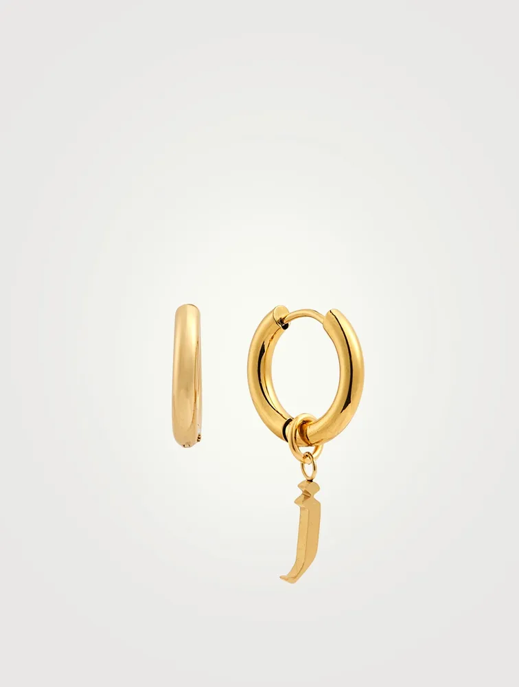 Open 14K Gold Plated Hoop Earrings With J Letter