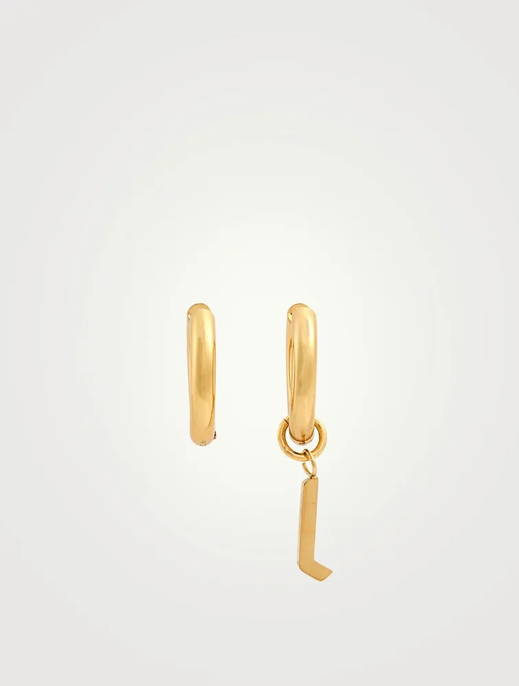 Open 14K Gold Plated Hoop Earrings With Letter