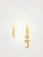 Open 14K Gold Plated Hoop Earrings With R Letter