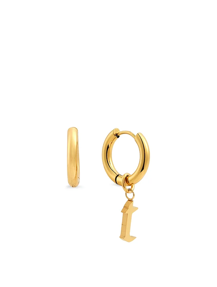 Open 14K Gold Plated Hoop Earrings With T Letter