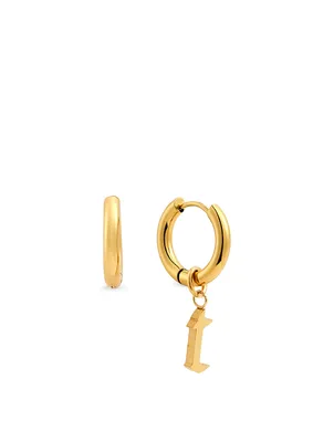 Open 14K Gold Plated Hoop Earrings With T Letter