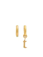 Open 14K Gold Plated Hoop Earrings With T Letter